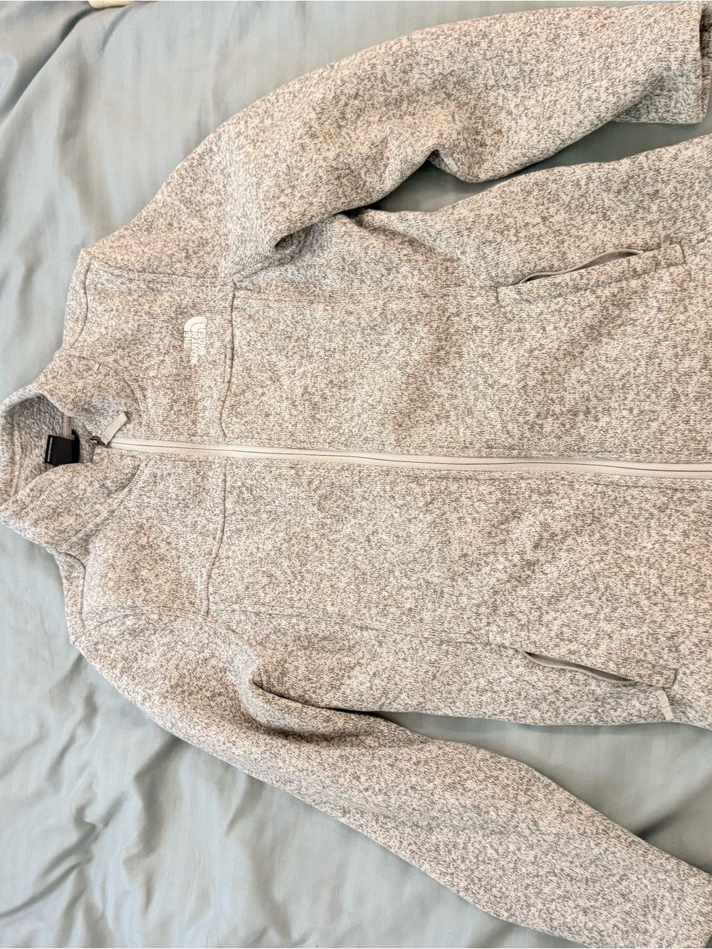 The North Face Light Heather Gray Full-Zip Fleece Jacket
